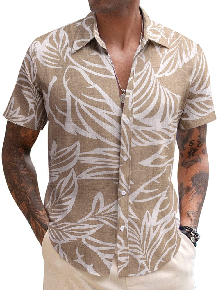 Casual Leinen Blend Printed Hemd