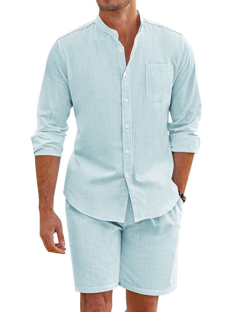 Casual 100% Baumwolle Strand Hemd Sets