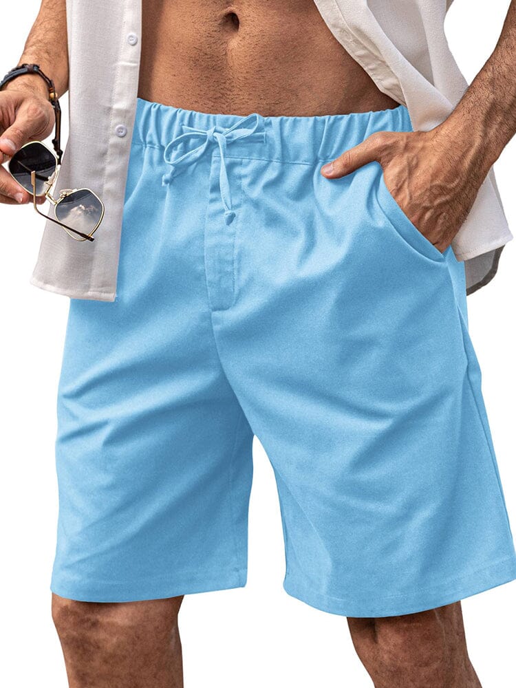 Klassisch Elastische Waist Leinen Shorts
