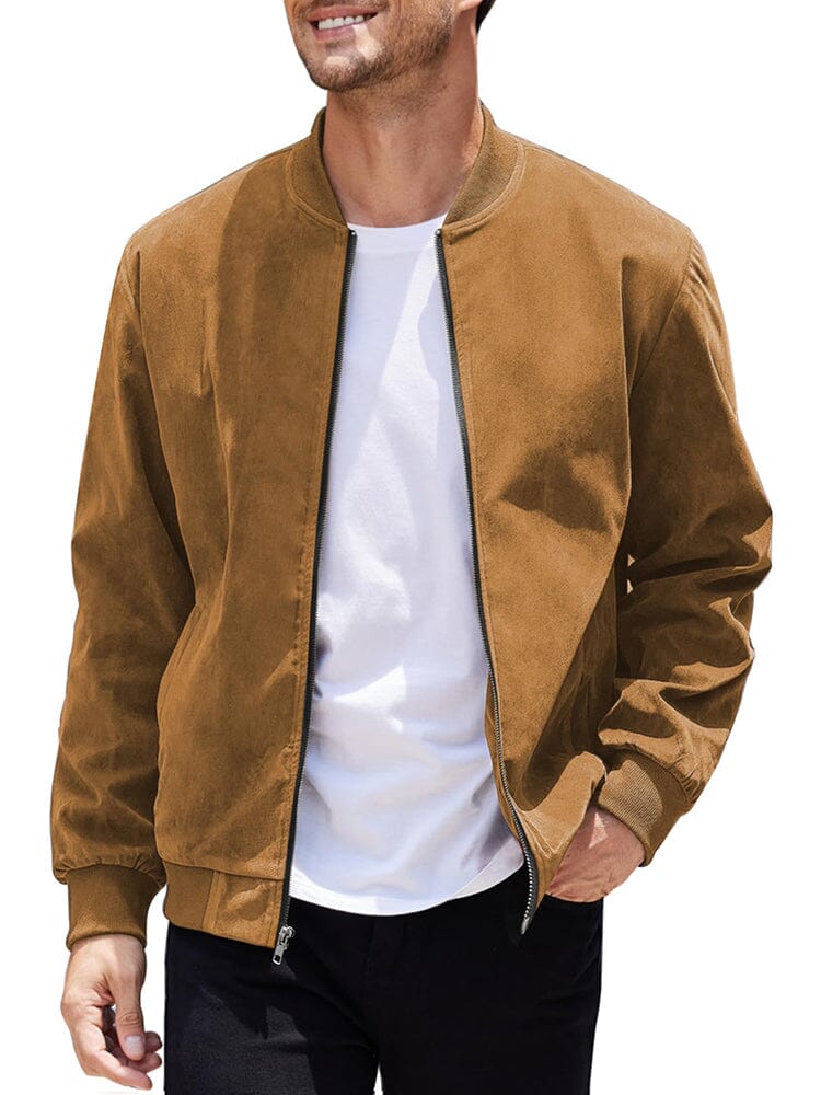 Vintage Suede Bomber Jacke