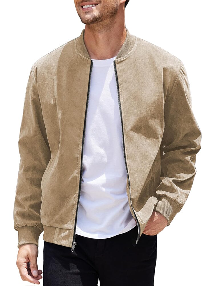 Vintage Suede Bomber Jacke
