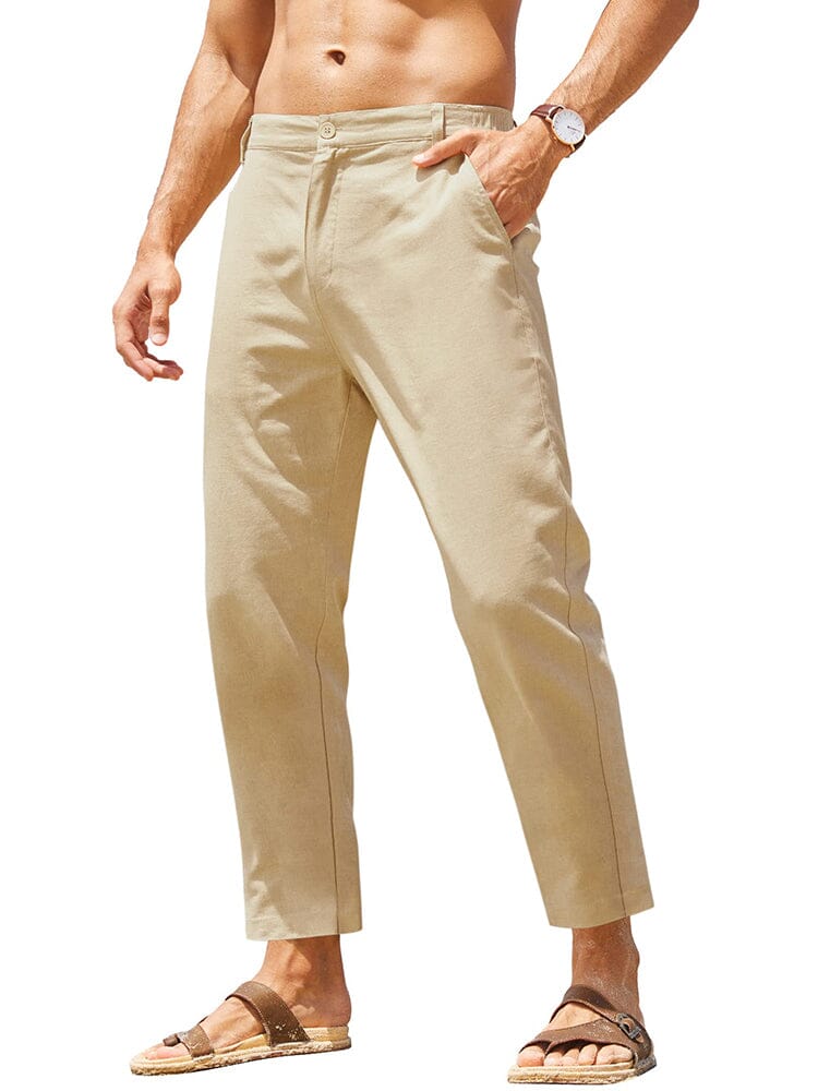 Klassisch Atmungsaktive Leinen Hose
