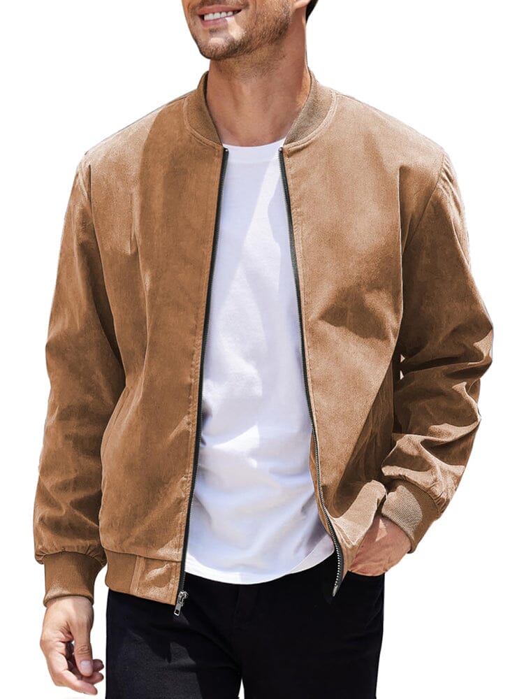 Vintage Suede Bomber Jacke
