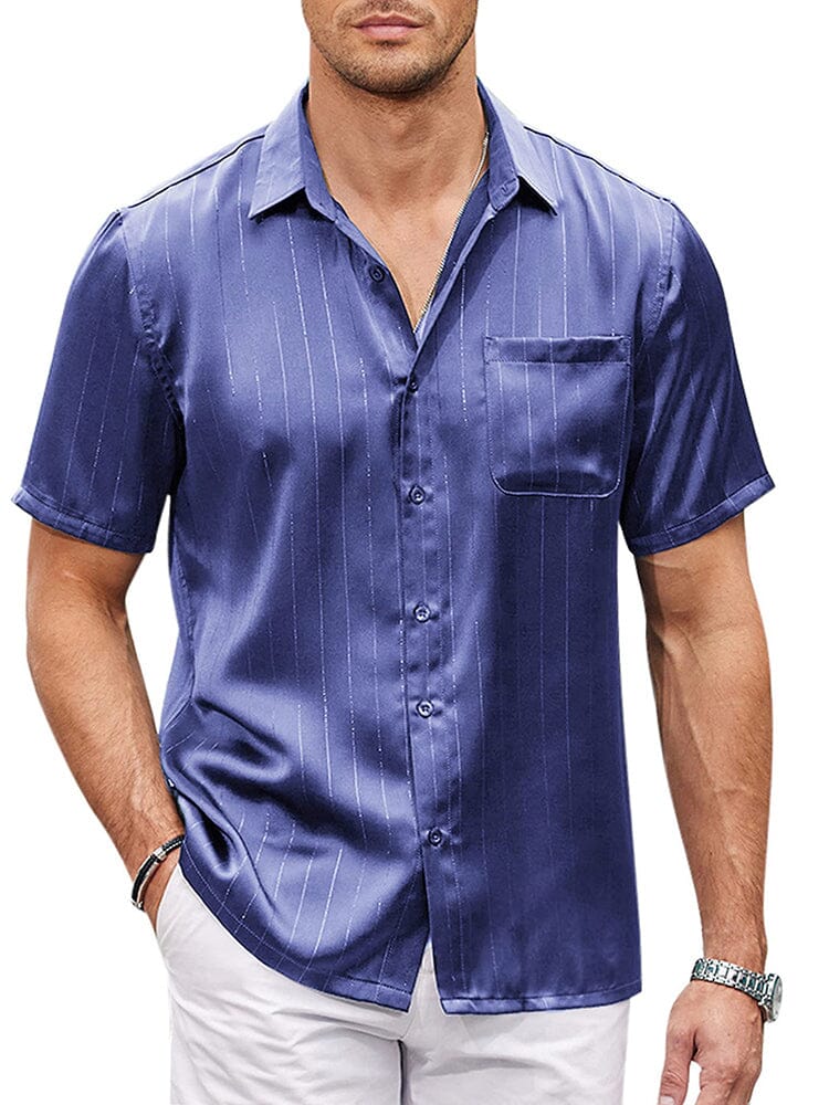 Casual Silk Satin Kurz Ärmel Hemd
