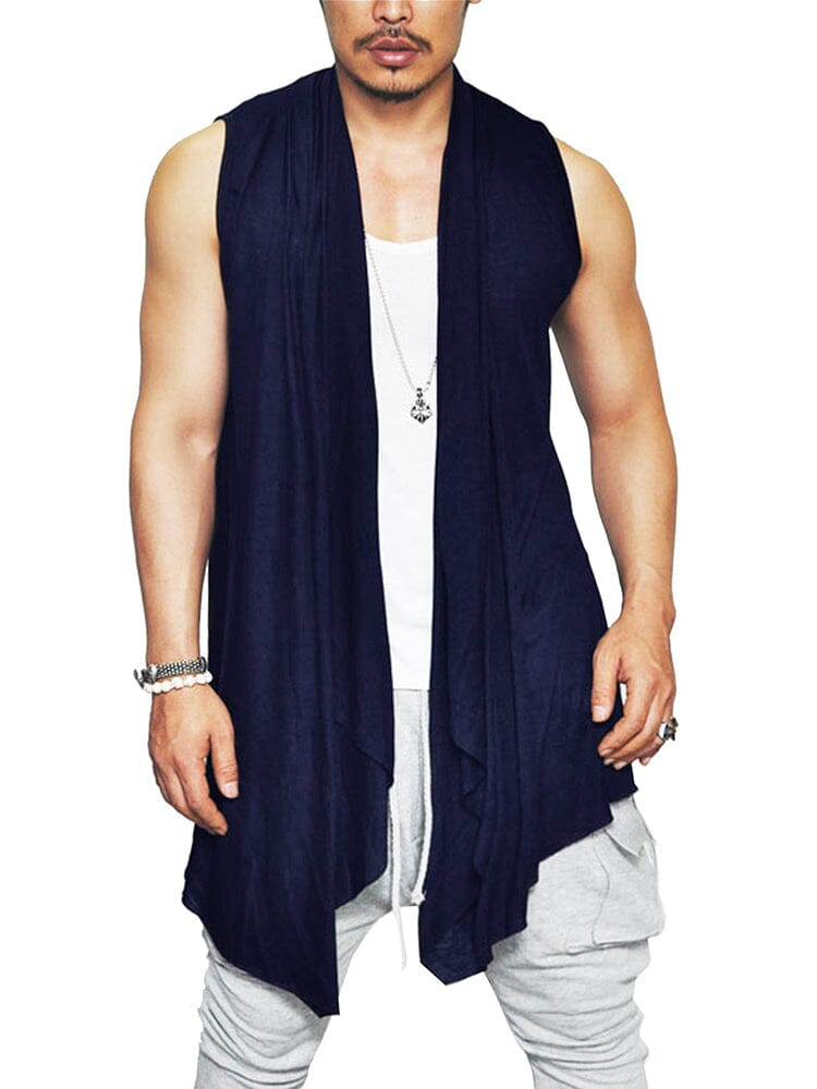 Casual Sleeveless Ruffle Schalkragen Kragen Drape Cape