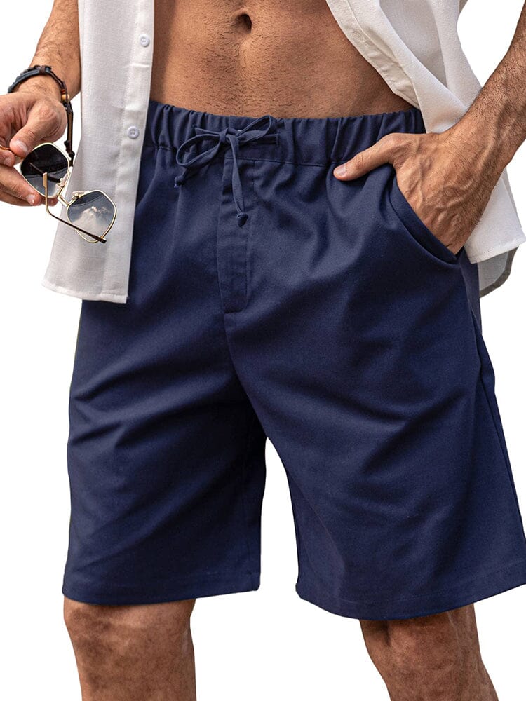 Klassisch Elastische Waist Leinen Shorts