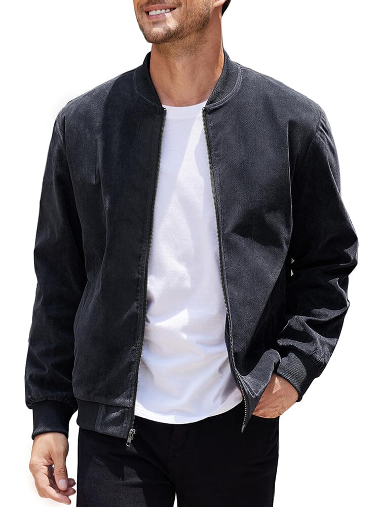 Vintage Suede Bomber Jacke