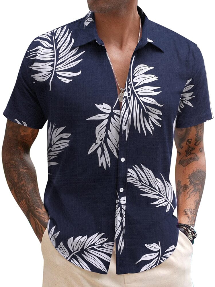 Casual Leinen Blend Printed Hemd