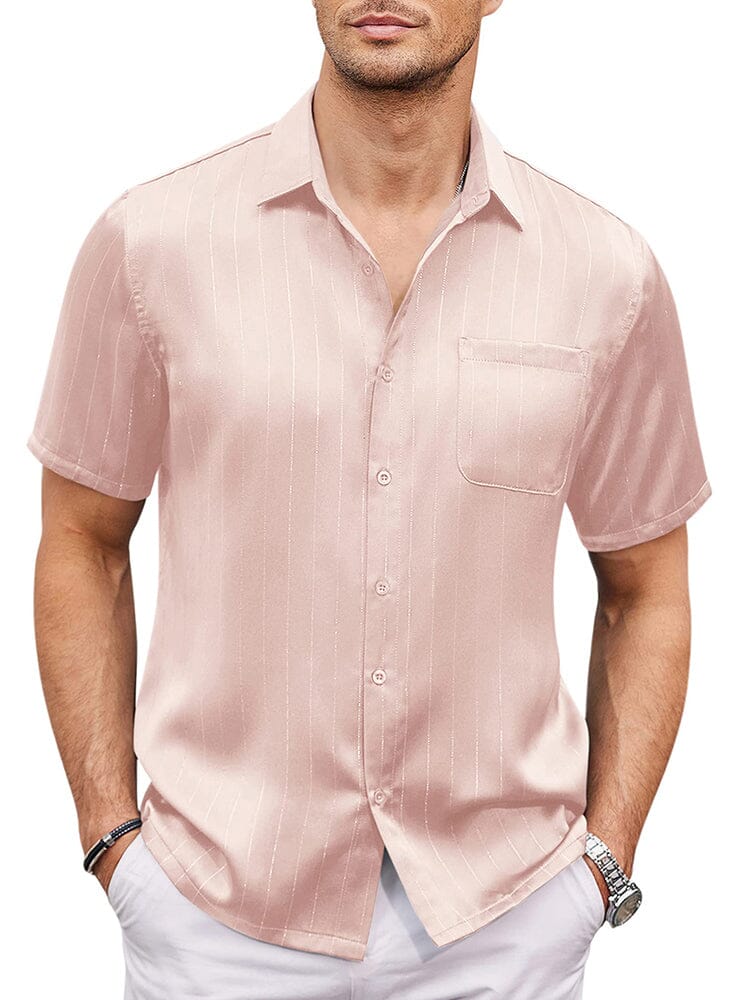 Casual Silk Satin Kurz Ärmel Hemd