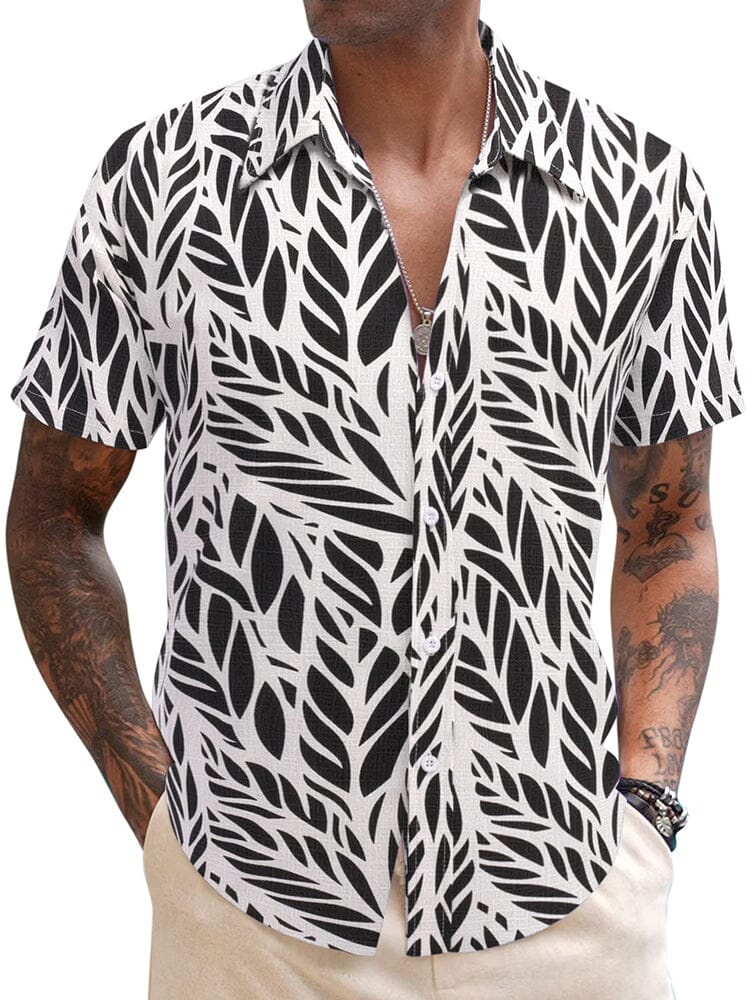 Casual Leinen Blend Printed Hemd