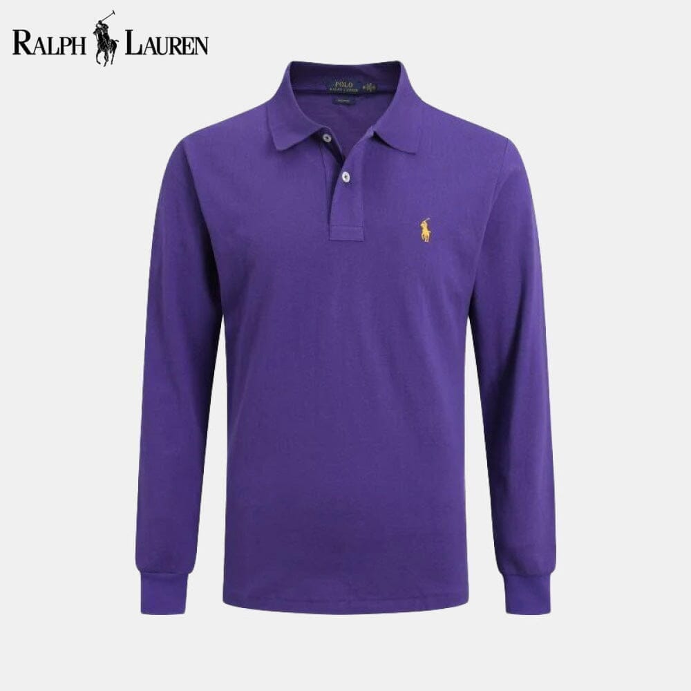 Ralph Lauren Chemise Habillée Longue Coupe Slim Cercle Héritage Violet S 