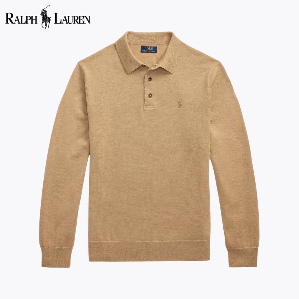 Ralph Lauren Pull Col Polo En Laine Cercle Héritage Camel S 