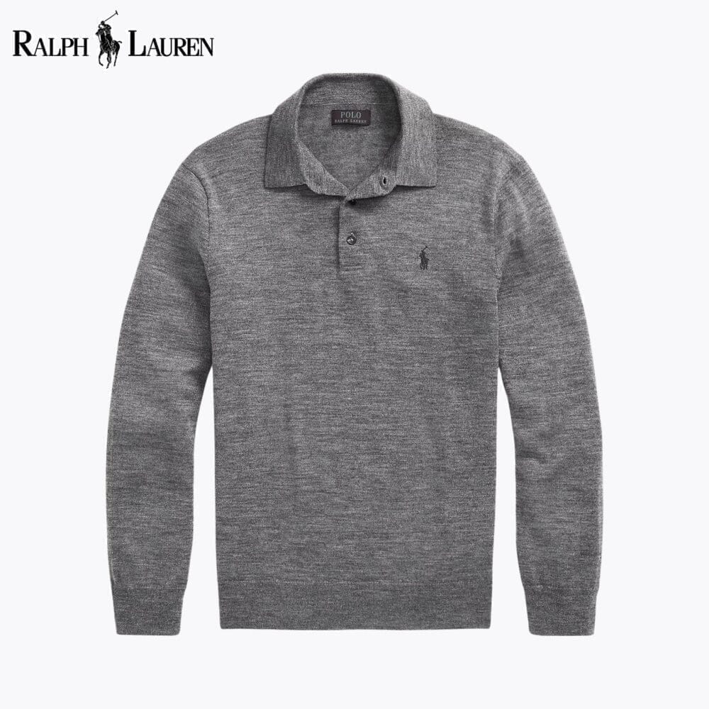 Ralph Lauren Pull Col Polo En Laine Cercle Héritage Gris S 