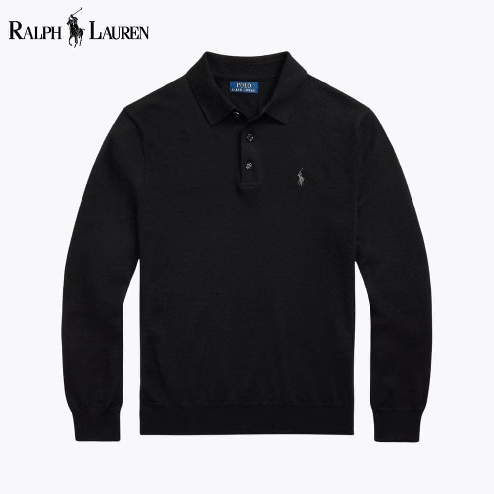 Ralph Lauren Pull Col Polo En Laine Cercle Héritage Noir S 