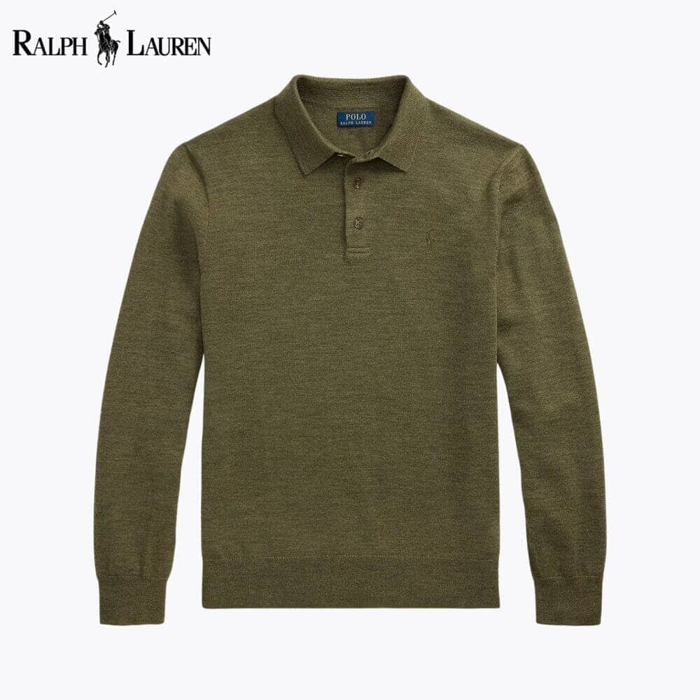 Ralph Lauren Pull Col Polo En Laine Cercle Héritage Olive S 
