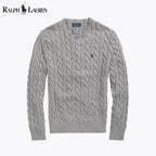 Ralph Lauren Pull En Coton Torsadé Cercle Héritage Gris S 