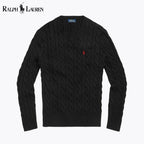 Ralph Lauren Pull En Coton Torsadé Cercle Héritage Noir S 