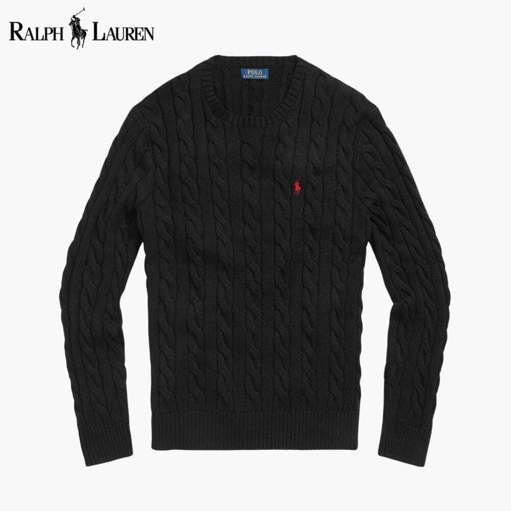 Ralph Lauren Pull En Coton Torsadé Cercle Héritage Noir S 