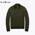 Ralph Lauren Pull En Laine Lavable Col Zippé 1/4 Cercle Héritage Olive S 