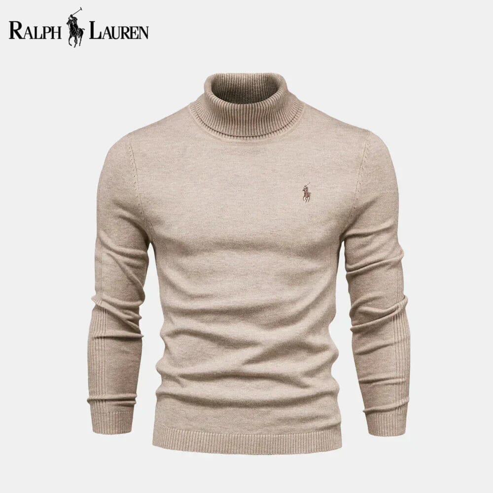 Ralph Lauren Pull En Laine Torsadé Col Roulé Cercle Héritage Beige S 
