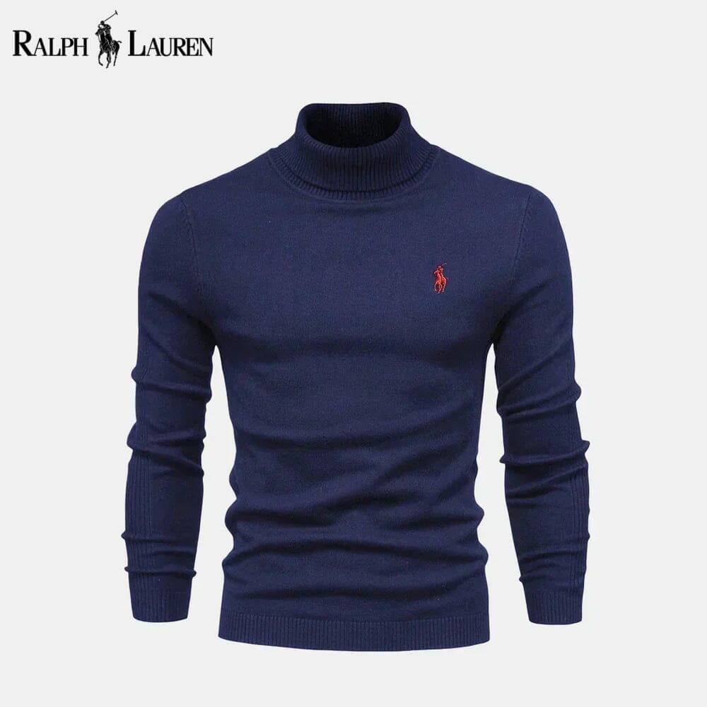 Ralph Lauren Pull En Laine Torsadé Col Roulé Cercle Héritage Bleu S 