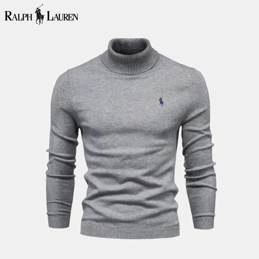 Ralph Lauren Pull En Laine Torsadé Col Roulé Cercle Héritage Gris S 