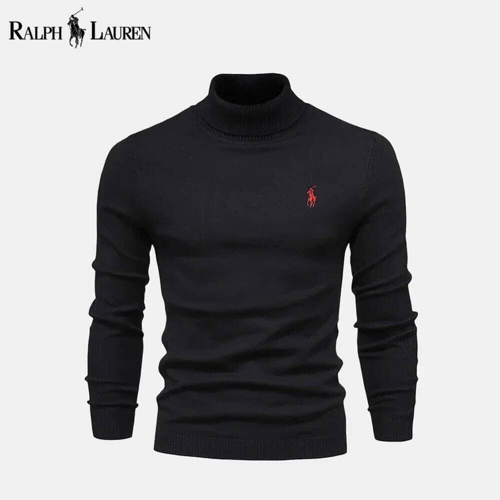 Ralph Lauren Pull En Laine Torsadé Col Roulé Cercle Héritage Noir S 