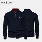 Ralph Lauren Pull En Laine Torsadé Zippé Cercle Héritage Bleu S 