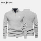 Ralph Lauren Pull En Laine Torsadé Zippé Cercle Héritage Gris S 