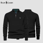 Ralph Lauren Pull En Laine Torsadé Zippé Cercle Héritage Noir S 
