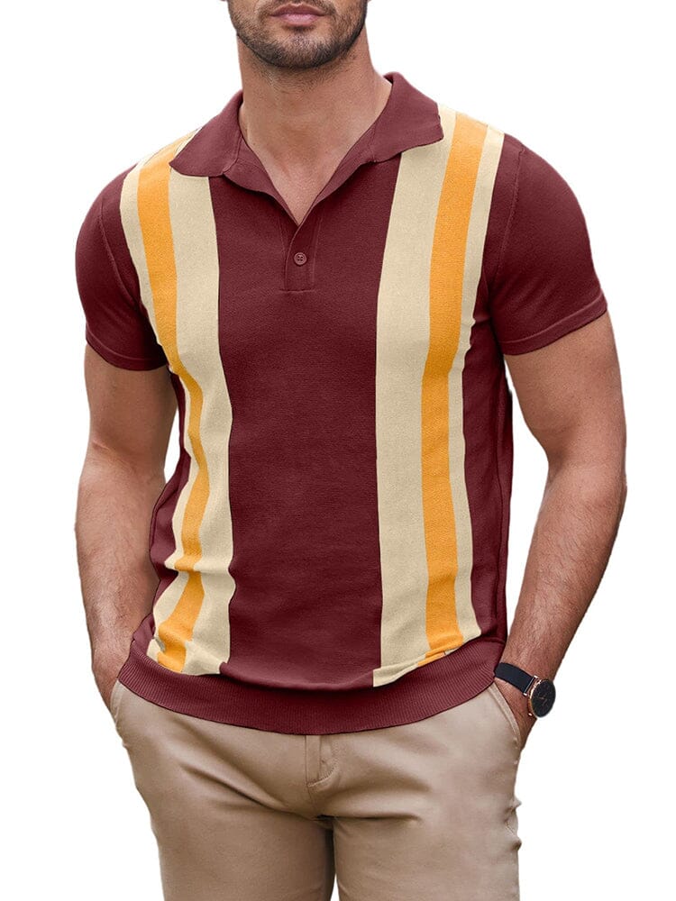 Vintage Stripe Kurz Ärmel Strick Polo Hemd