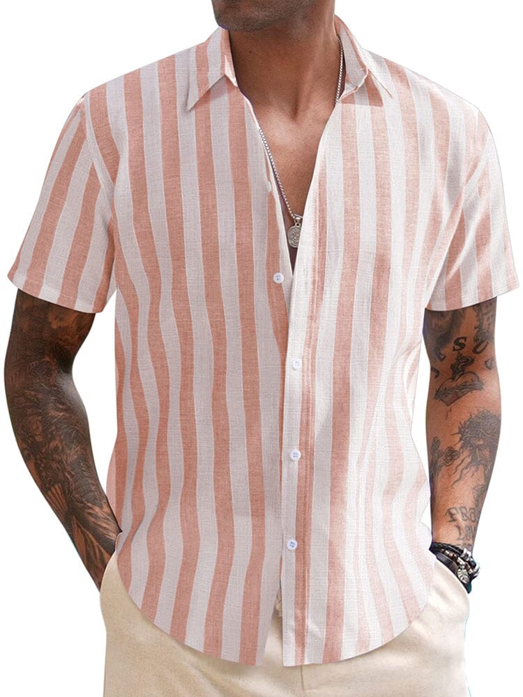 Casual Leinen Blend Printed Hemd