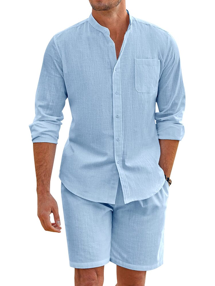 Casual 100% Baumwolle Strand Hemd Sets