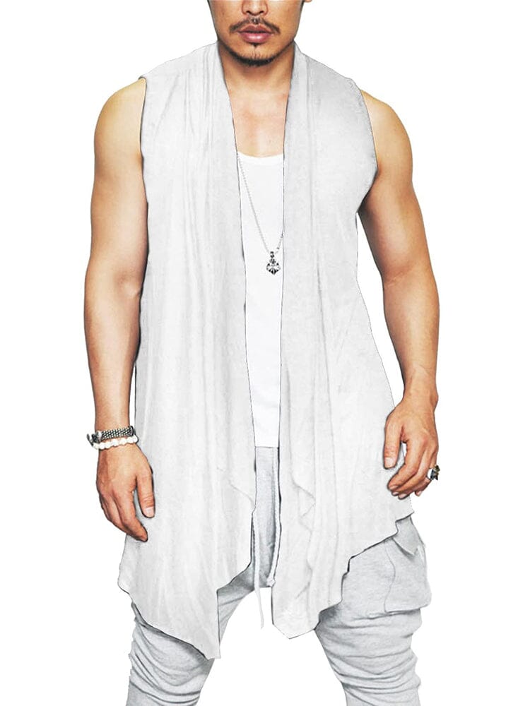 Casual Sleeveless Ruffle Schalkragen Kragen Drape Cape