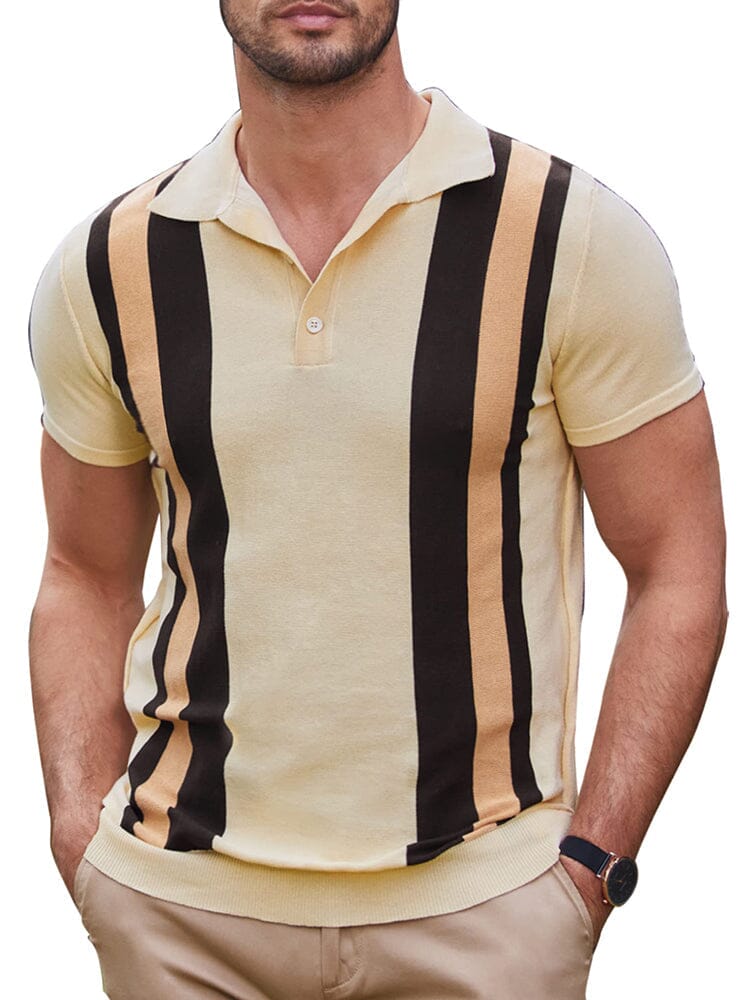 Vintage Stripe Kurz Ärmel Strick Polo Hemd