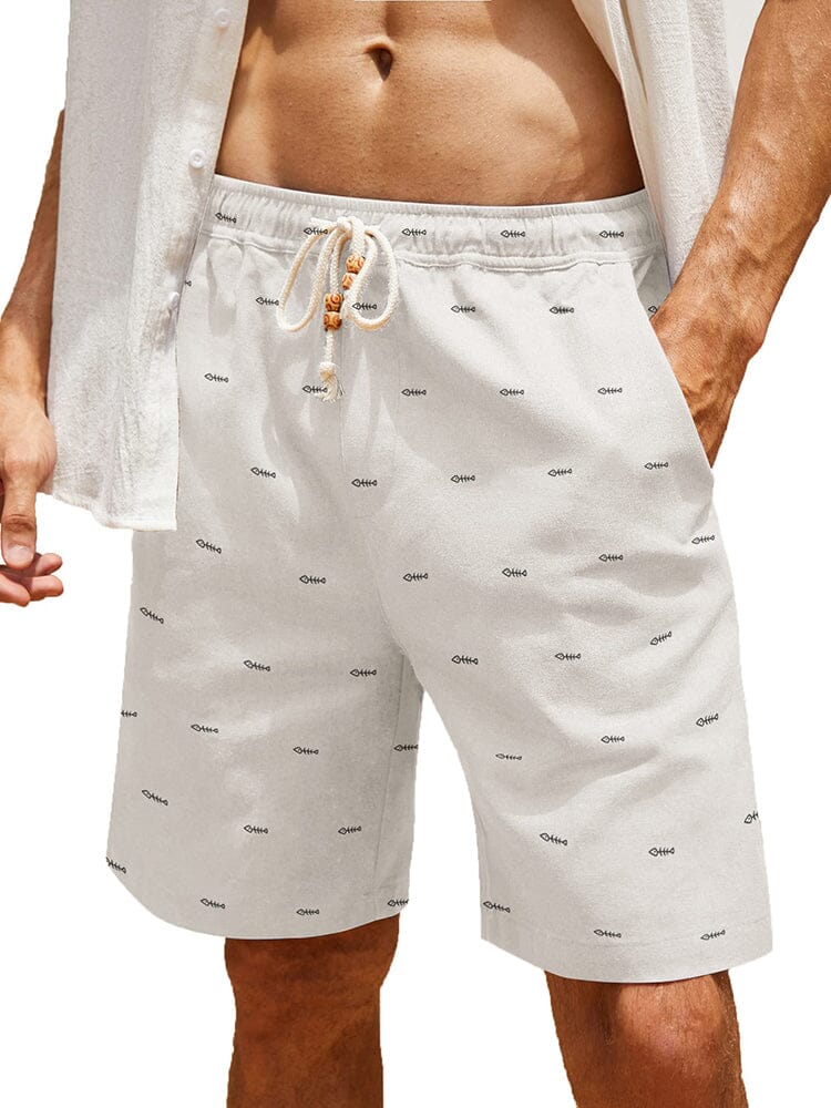 Casual Printed Leinen Holiday Shorts