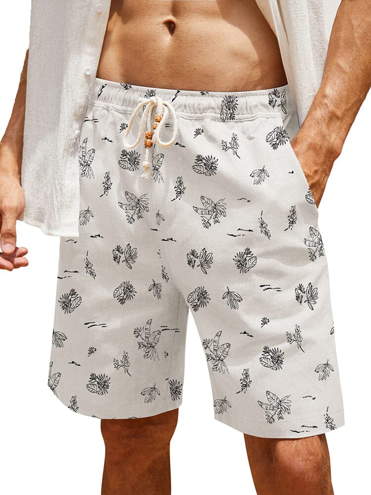 Casual Printed Leinen Holiday Shorts