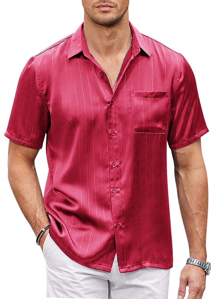 Casual Silk Satin Kurz Ärmel Hemd