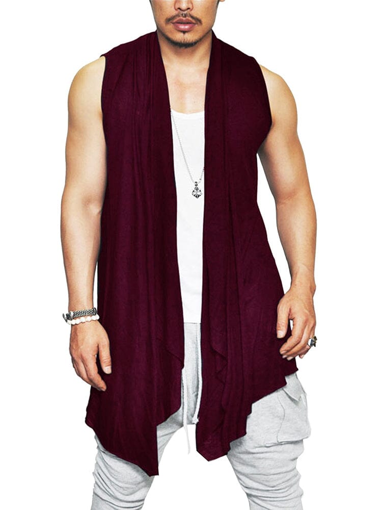 Casual Sleeveless Ruffle Schalkragen Kragen Drape Cape
