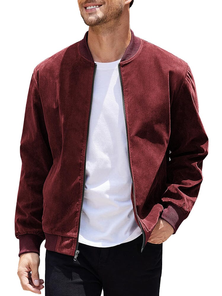 Vintage Suede Bomber Jacke