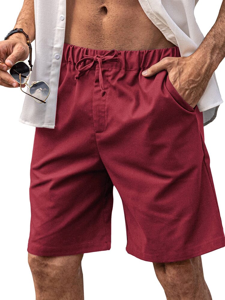 Klassisch Elastische Waist Leinen Shorts
