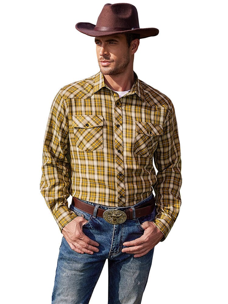 Plaid Lang Ärmel Casual Hemd with Pockets
